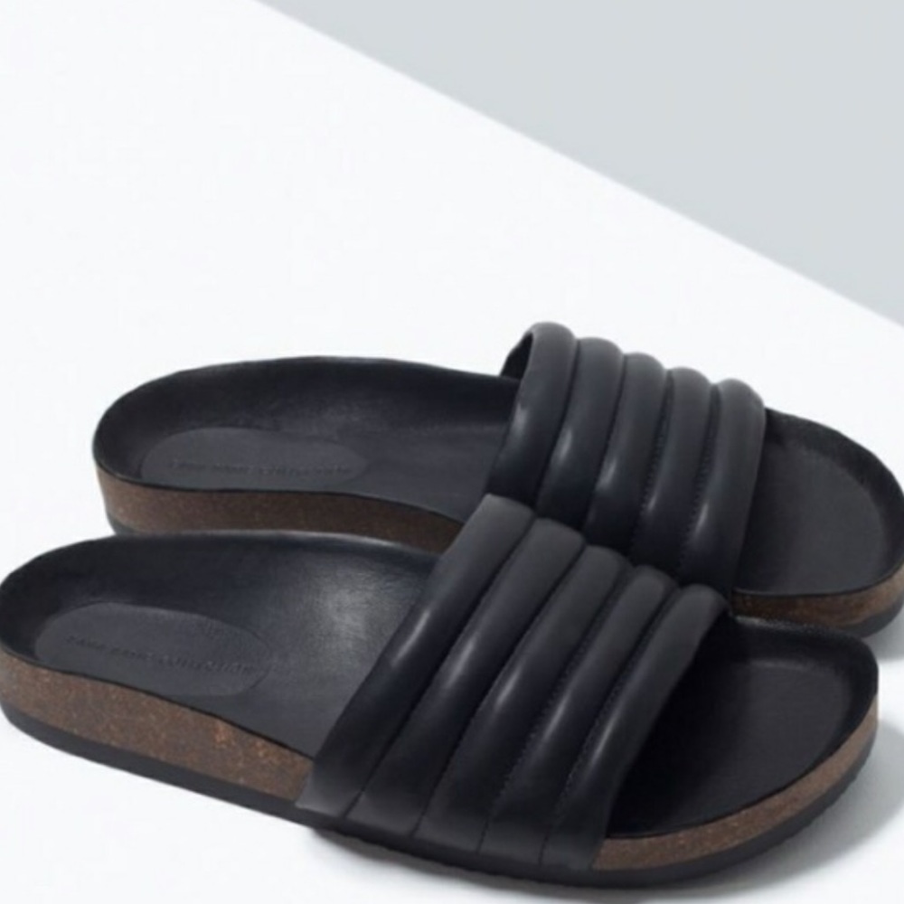 ZARA Leather Slide Sandals